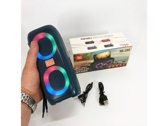 Портативна колонка TG333 2x5W з RGB підсвічуванням, гучна блютуз колонка. Колір: синій - Фото 18