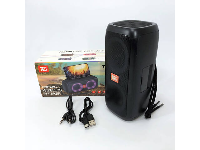 Портативна колонка TG333 2x5W з RGB підсвічуванням, гучна блютуз колонка. Колір: чорний - Фото 7