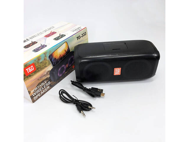 Портативна колонка TG333 2x5W з RGB підсвічуванням, гучна блютуз колонка. Колір: чорний - Фото 11