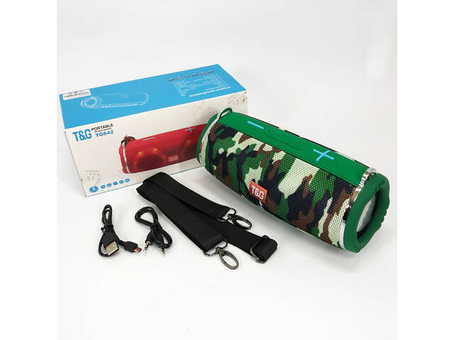 Портативна колонка TG642 з RGB підсвічуванням та ремінцем, колонка для вечірки. Колір: камуфляж - Фото 5