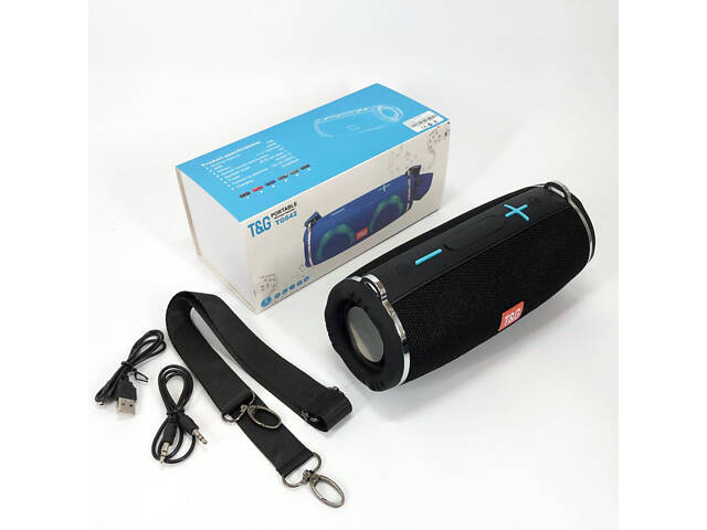 Портативна колонка TG642 з RGB підсвічуванням та ремінцем, акумуляторна колонка для музики. Колір: чорний - Фото 5