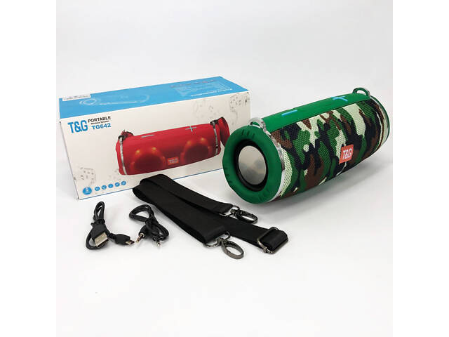 Портативна колонка TG642 з RGB підсвічуванням та ремінцем, колонка для вечірки. Колір: камуфляж - Фото 9