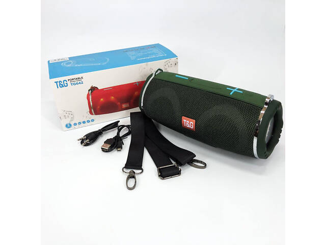 Портативна колонка TG642 з RGB підсвічуванням та ремінцем, гучна блютуз колонка. Колір: зелений - Фото 5