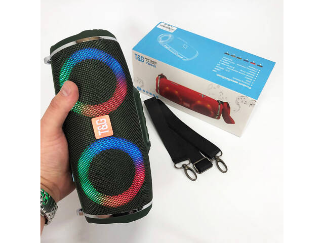 Портативна колонка TG642 з RGB підсвічуванням та ремінцем, гучна блютуз колонка. Колір: зелений - Фото 2