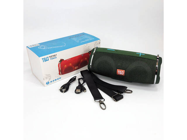 Портативна колонка TG642 з RGB підсвічуванням та ремінцем, гучна блютуз колонка. Колір: зелений - Фото 7