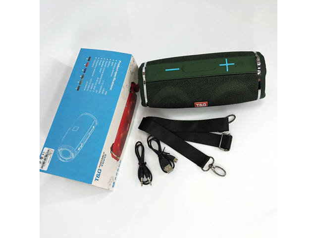 Портативна колонка TG642 з RGB підсвічуванням та ремінцем, гучна блютуз колонка. Колір: зелений - Фото 9