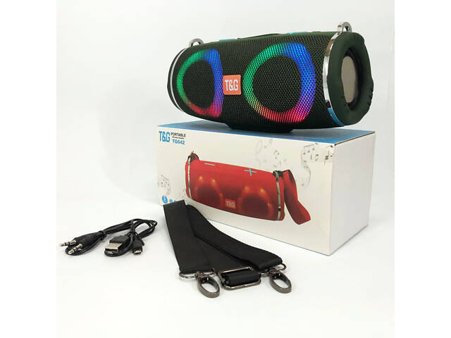 Портативна колонка TG642 з RGB підсвічуванням та ремінцем, гучна блютуз колонка. Колір: зелений - Фото 17