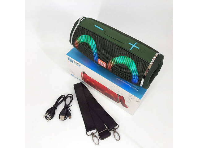 Портативна колонка TG642 з RGB підсвічуванням та ремінцем, гучна блютуз колонка. Колір: зелений - Фото 18