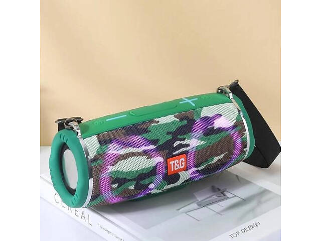 Портативна колонка TG642 з RGB підсвічуванням та ремінцем, колонка для вечірки. Колір: камуфляж - Фото 2