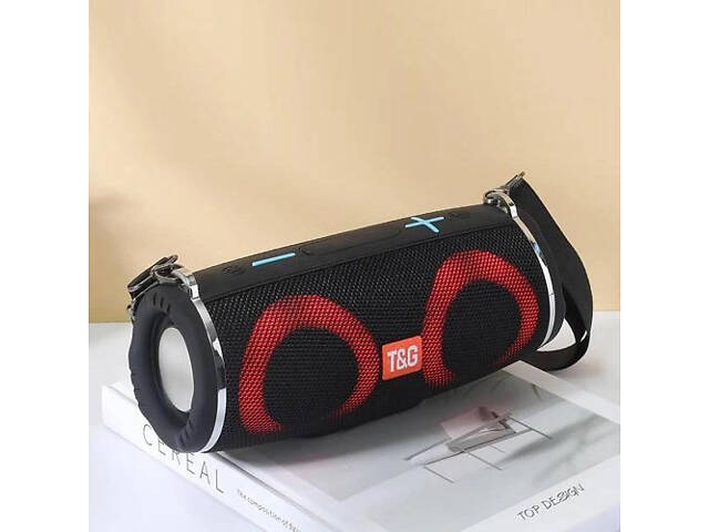 Портативна колонка TG642 з RGB підсвічуванням та ремінцем, акумуляторна колонка для музики. Колір: чорний - Фото 3