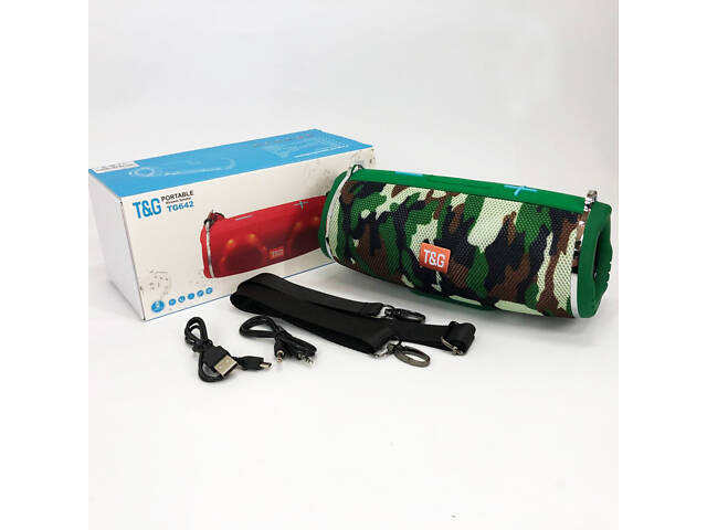 Портативна колонка TG642 з RGB підсвічуванням та ремінцем, колонка для вечірки. Колір: камуфляж - Фото 7