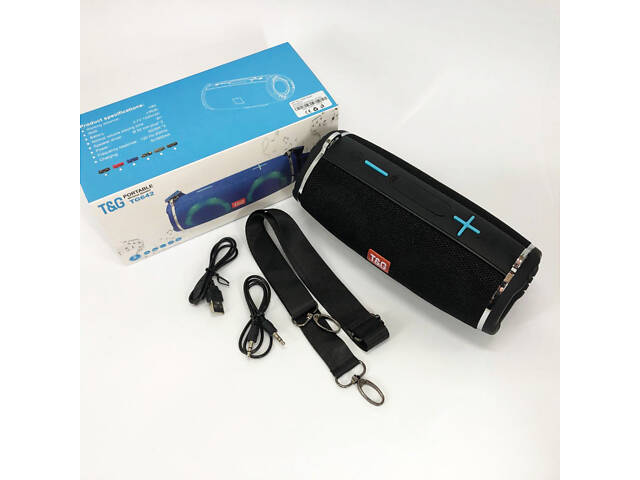 Портативна колонка TG642 з RGB підсвічуванням та ремінцем, акумуляторна колонка для музики. Колір: чорний - Фото 8