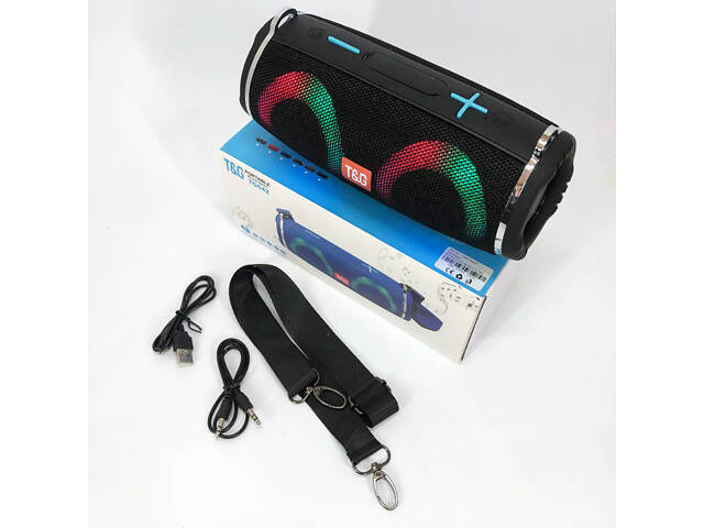 Портативна колонка TG642 з RGB підсвічуванням та ремінцем, акумуляторна колонка для музики. Колір: чорний - Фото 12