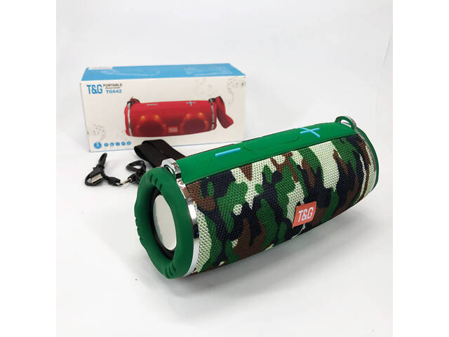 Портативна колонка TG642 з RGB підсвічуванням та ремінцем, колонка для вечірки. Колір: камуфляж - Фото 10