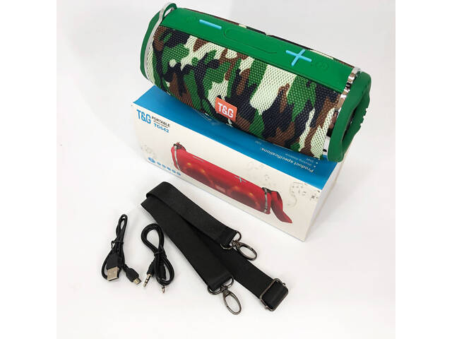 Портативна колонка TG642 з RGB підсвічуванням та ремінцем, колонка для вечірки. Колір: камуфляж - Фото 12