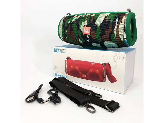 Портативна колонка TG642 з RGB підсвічуванням та ремінцем, колонка для вечірки. Колір: камуфляж - Фото 13