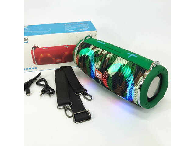 Портативна колонка TG642 з RGB підсвічуванням та ремінцем, колонка для вечірки. Колір: камуфляж - Фото 14