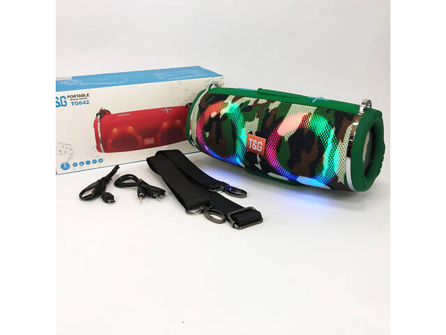 Портативна колонка TG642 з RGB підсвічуванням та ремінцем, колонка для вечірки. Колір: камуфляж - Фото 15