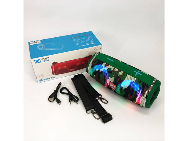 Портативна колонка TG642 з RGB підсвічуванням та ремінцем, колонка для вечірки. Колір: камуфляж - Фото 16