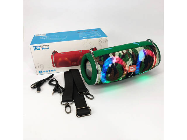 Портативна колонка TG642 з RGB підсвічуванням та ремінцем, колонка для вечірки. Колір: камуфляж - Фото 17