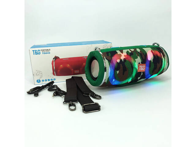 Портативна колонка TG642 з RGB підсвічуванням та ремінцем, колонка для вечірки. Колір: камуфляж - Фото 18