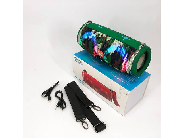 Портативна колонка TG642 з RGB підсвічуванням та ремінцем, колонка для вечірки. Колір: камуфляж - Фото 19