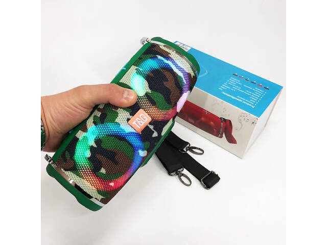 Портативна колонка TG642 з RGB підсвічуванням та ремінцем, колонка для вечірки. Колір: камуфляж - Фото 20