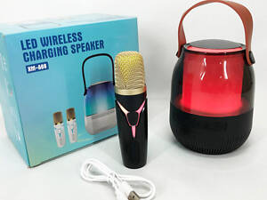 Портативна колонка XM-A68 з RGB підсвічуванням та мікрофоном, Bluetooth мікрофон для караоке