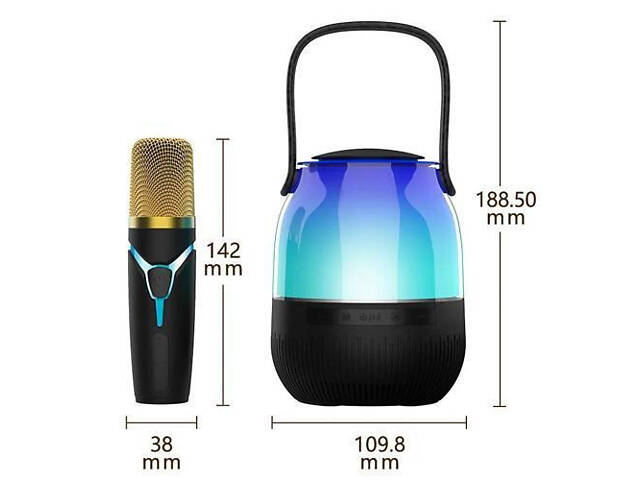 Портативна колонка XM-A68 з RGB підсвічуванням та мікрофоном, Bluetooth мікрофон для караоке - Фото 3