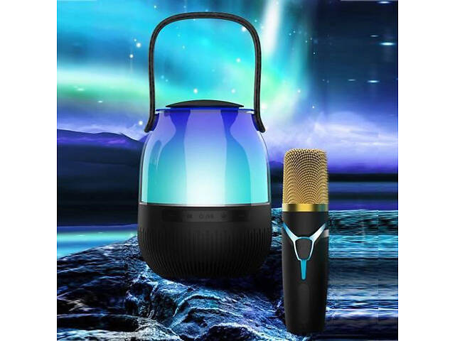 Портативна колонка XM-A68 з RGB підсвічуванням та мікрофоном, Bluetooth мікрофон для караоке - Фото 6