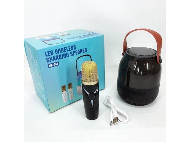 Портативна колонка XM-A68 з RGB підсвічуванням та мікрофоном, Bluetooth мікрофон для караоке - Фото 8