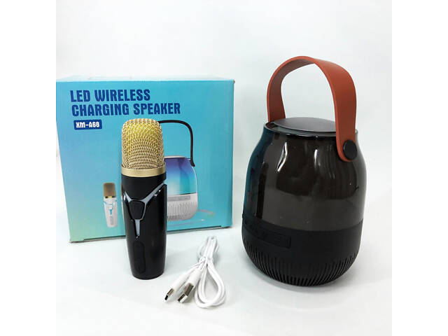 Портативна колонка XM-A68 з RGB підсвічуванням та мікрофоном, Bluetooth мікрофон для караоке - Фото 9