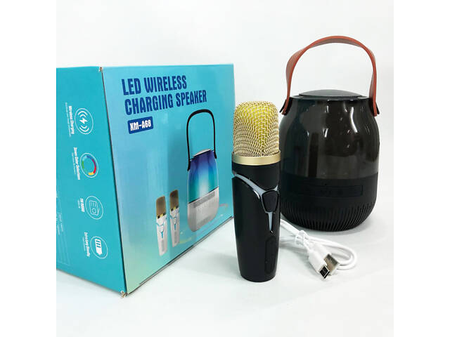 Портативна колонка XM-A68 з RGB підсвічуванням та мікрофоном, Bluetooth мікрофон для караоке - Фото 10