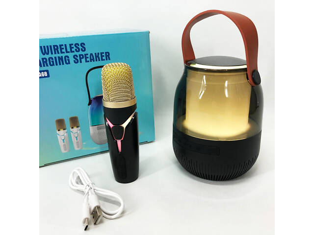 Портативна колонка XM-A68 з RGB підсвічуванням та мікрофоном, Bluetooth мікрофон для караоке - Фото 11