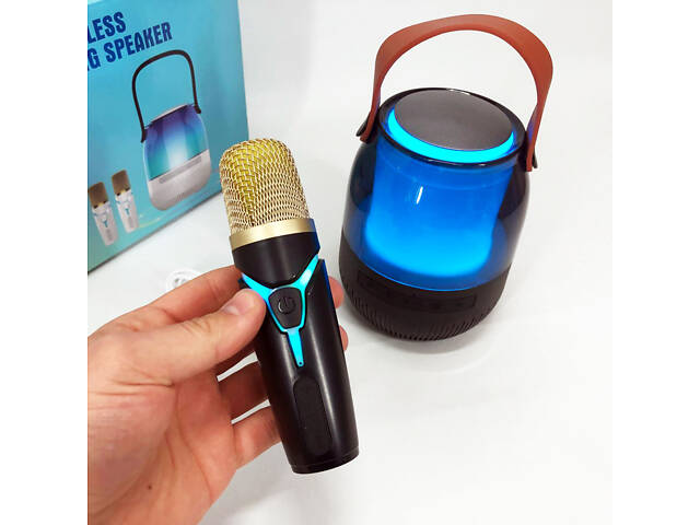 Портативна колонка XM-A68 з RGB підсвічуванням та мікрофоном, Bluetooth мікрофон для караоке - Фото 14