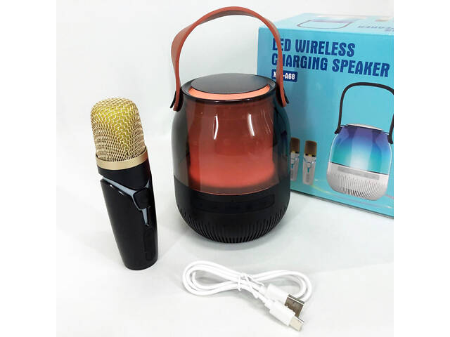 Портативна колонка XM-A68 з RGB підсвічуванням та мікрофоном, Bluetooth мікрофон для караоке - Фото 17