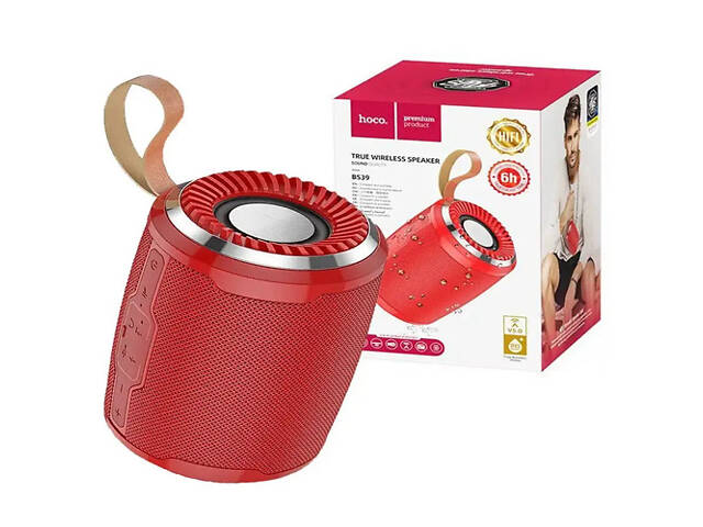 Портативная компактная Bluetooth колонка Hoco Bright sound sports BS39 Красный (BS39_460)