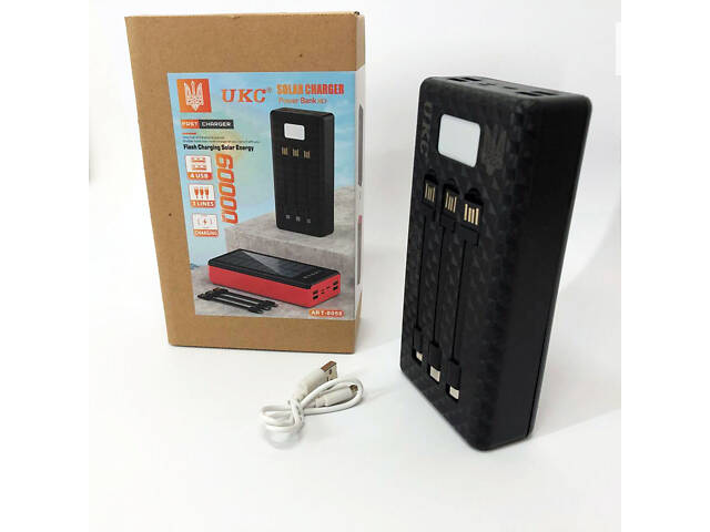 Портативная мобильная зарядка (Павербанк) POWER BANK SOLAR 60000MAH, переносной аккумулятор для телефона