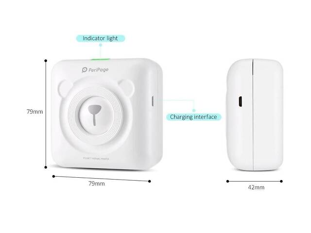Портативный bluetooth термопринтер для смартфона PeriPage A6, белый - Фото 7