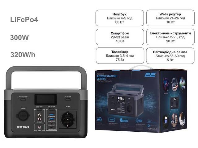Портативна електростанція 2Е Diya, 300 Вт, 320 Вт/год, швидка зарядка (2E-PPS03032) - Фото 1
