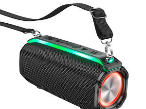 Портативна колонка HOCO HC23 IPX4, BT 5.0, 2x5W, RGB підсвічування, Black, Box