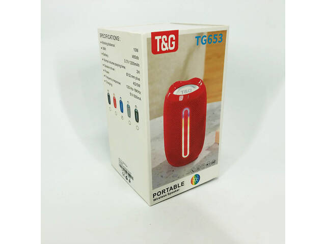Портативна Bluetooth-колонка TG653 USB з ремінцем, Бездротова колонка портативна потужна. Колір: синій - Фото 3