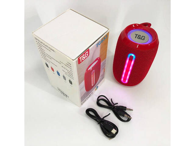 Портативна Bluetooth-колонка TG653 USB з ремінцем, потужна переносна акустична колонка. Колір: червоний - Фото 6