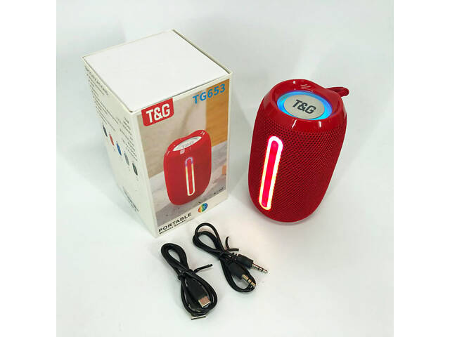 Портативна Bluetooth-колонка TG653 USB з ремінцем, потужна переносна акустична колонка. Колір: червоний - Фото 8