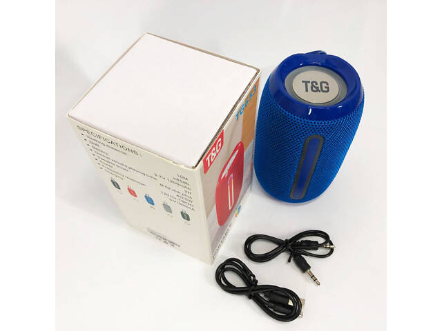 Портативна Bluetooth-колонка TG653 USB з ремінцем, Бездротова колонка портативна потужна. Колір: синій - Фото 12