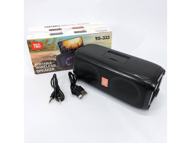 Портативна колонка TG333 2x5W з RGB підсвічуванням, гучна блютуз колонка. Колір: чорний - Фото 9