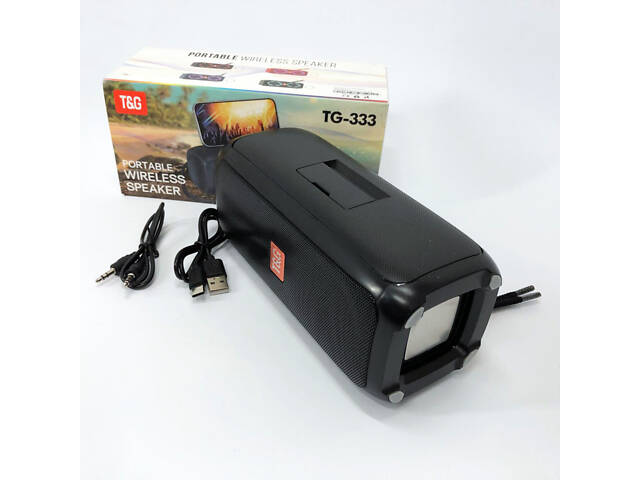 Портативна колонка TG333 2x5W з RGB підсвічуванням, гучна блютуз колонка. Колір: чорний - Фото 10