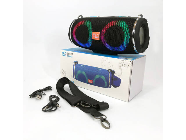 Портативна колонка TG642 з RGB підсвічуванням та ремінцем, акумуляторна колонка для музики. Колір: чорний - Фото 1