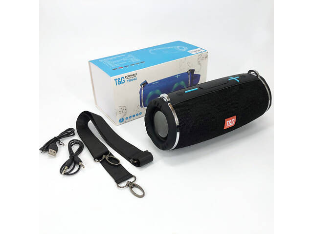 Портативна колонка TG642 з RGB підсвічуванням та ремінцем, акумуляторна колонка для музики. Колір: чорний - Фото 6