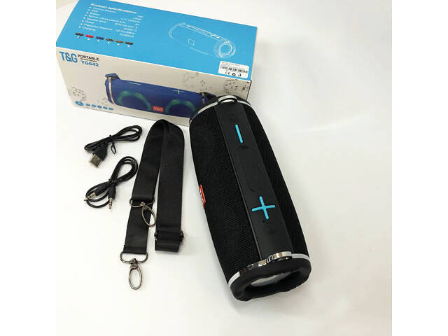 Портативна колонка TG642 з RGB підсвічуванням та ремінцем, акумуляторна колонка для музики. Колір: чорний - Фото 7